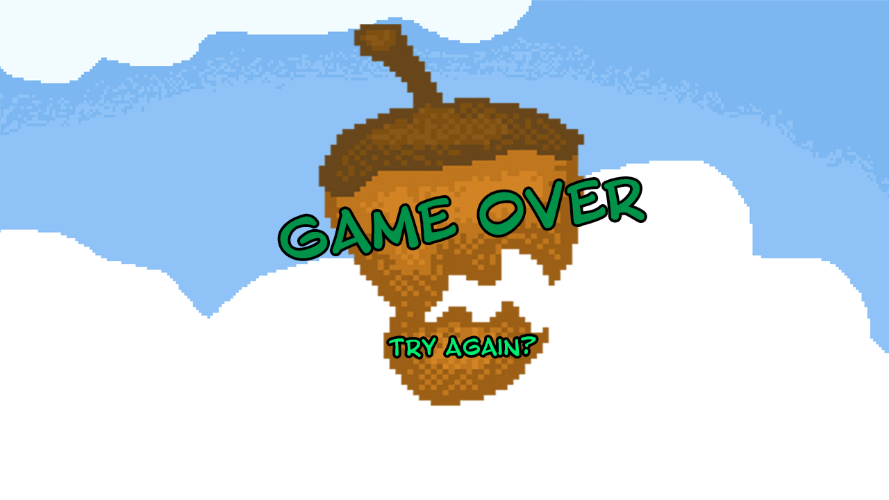 Squirrel Goes Nuts Game Over Screen